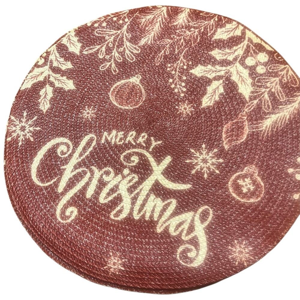 Artlines Christmas Placemats 15” Round 100% Polyester Set of 6